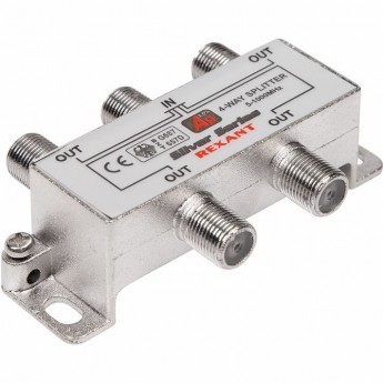 Делитель антенный REXANT F-типа на 4 TV + F-разъемы 5-1000 МГц Делитель антенный REXANT F-типа на 4 TV + F-разъемы 5-1000 МГц
