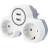 Двойник электрический REXANT 16 А с заземлением и защитными шторками + 2 usb порта белый 11-1089