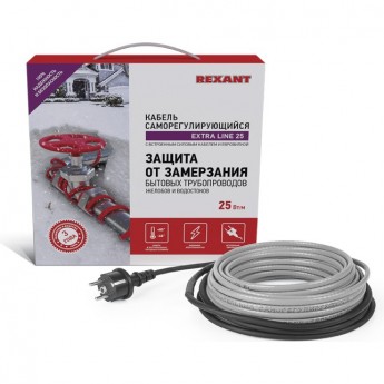 Кабель REXANT EXTRA LINE 25MSR-PB 25 м/625 Вт греющий саморегулирующийся Кабель REXANT EXTRA LINE 25MSR-PB 25 м/625 Вт греющий саморегулирующийся