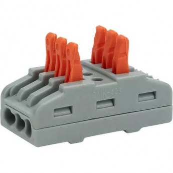 Клемма REXANT СМК 222-423 проходная 3 полюса (0,08-4 мм²), серая (5 шт./уп.) Клемма REXANT СМК 222-423 проходная 3 полюса (0,08-4 мм²), серая (5 шт./уп.)