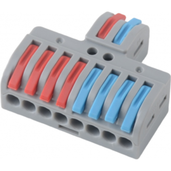 Клемма REXANT СМК 3х4 проходная разветвительная 3 полюса, с монтажной площадкой 1 ввод, 4 вывода на полюс 25 шт/уп