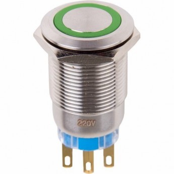 Кнопка антивандальная REXANT 19 250В подсветка зеленая Кнопка антивандальная REXANT 19 250В подсветка зеленая