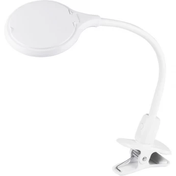Лупа настольная 3D REXANT с подсветкой 30 LED, прищепка в блистере, белая