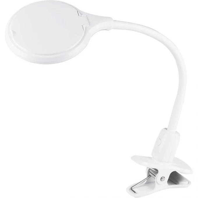 Лупа настольная 3D REXANT с подсветкой 30 LED, прищепка в блистере, белая 31-0246