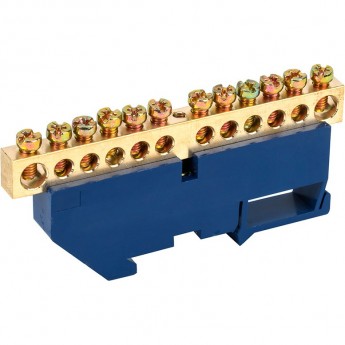 Шина REXANT с синим изолятором на рейку 8x12 мм 12 групп Шина REXANT с синим изолятором на рейку 8x12 мм 12 групп