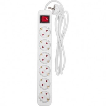 Удлинитель REXANT STANDARD 6 гнезд 1,5м 3х1,0мм² с выключателем белый